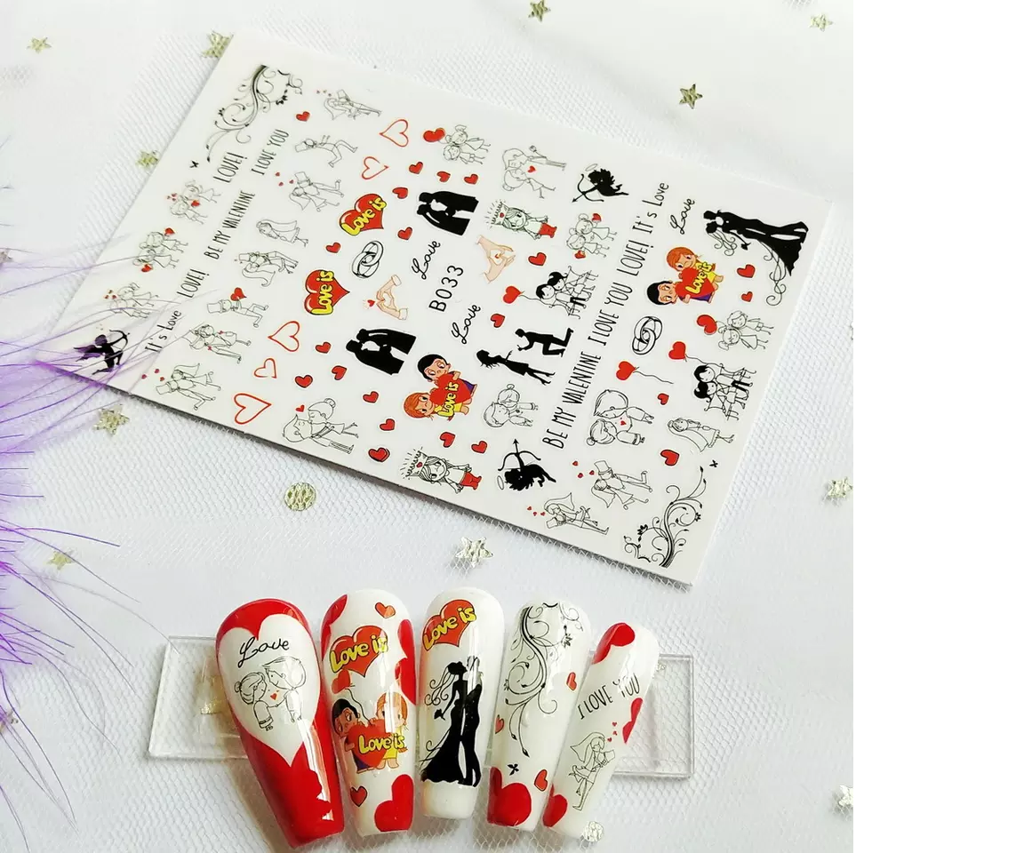 Valentine Hearts Love Cupid Fashion Make up Nail Sticker