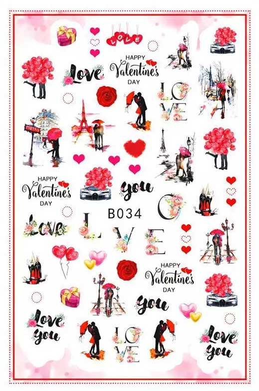 Valentine Hearts Love Fashion Make up Nail Sticker