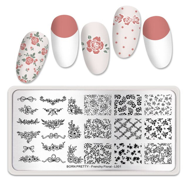 Lace Floral Born Pretty Nail Stamping Plate -Frenchy Floral L001
