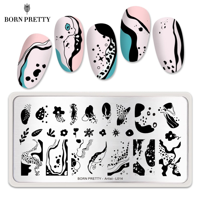 Abstract Leaves Geometric Born Pretty Stamping Plate - Artist L014