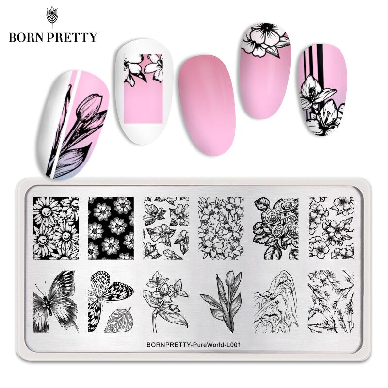 Pure World Born Pretty Nail Stamping Plate - L001