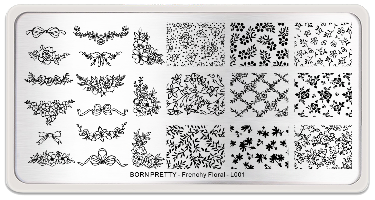 Lace Floral Born Pretty Stamping Plate -Frenchy Floral L001