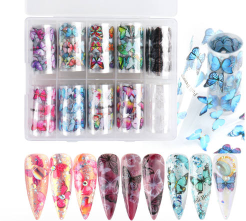 Butterfly Flower Nail Art Foil Set Box