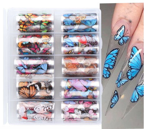 Butterfly Flower Nail Art Foil Set Box