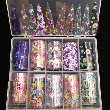 Butterfly Flower Nail Art Foil Set Box