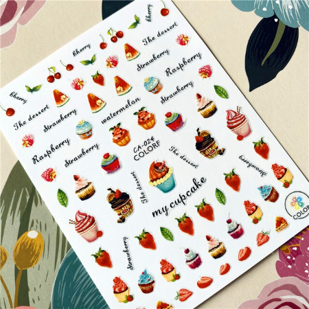 Desert Cake Fruit Drinks Nail Sticker