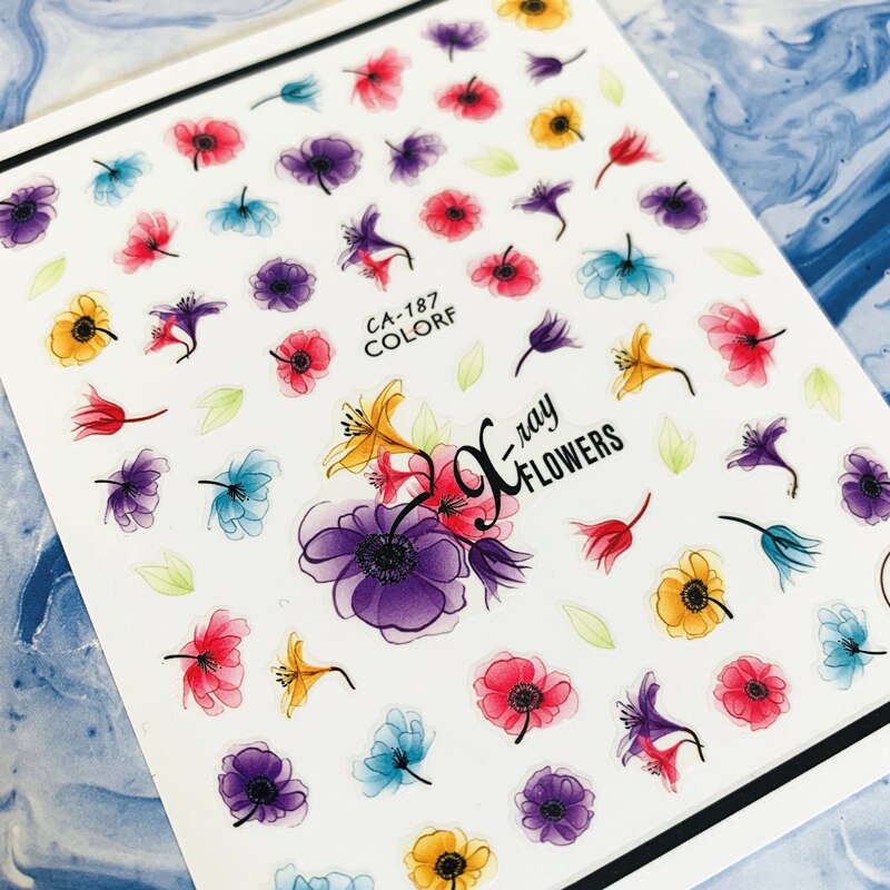 Ink Flower Leaves Leaf Water Color Lady Nail Sticker