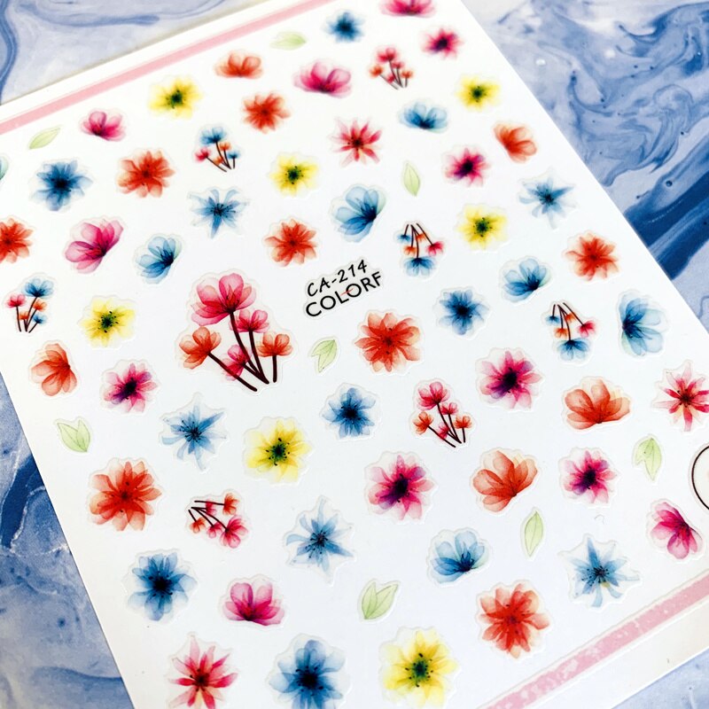 Ink Flower Leaves Leaf Water Color Lady Nail Sticker