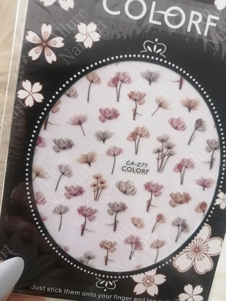 Ink Flower Leaves Leaf Water Color Lady Nail Sticker