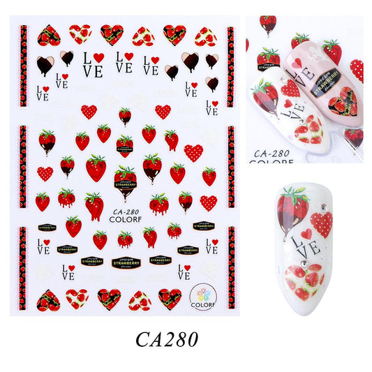 Fruit Strawberry Heart Love Nail Sticker