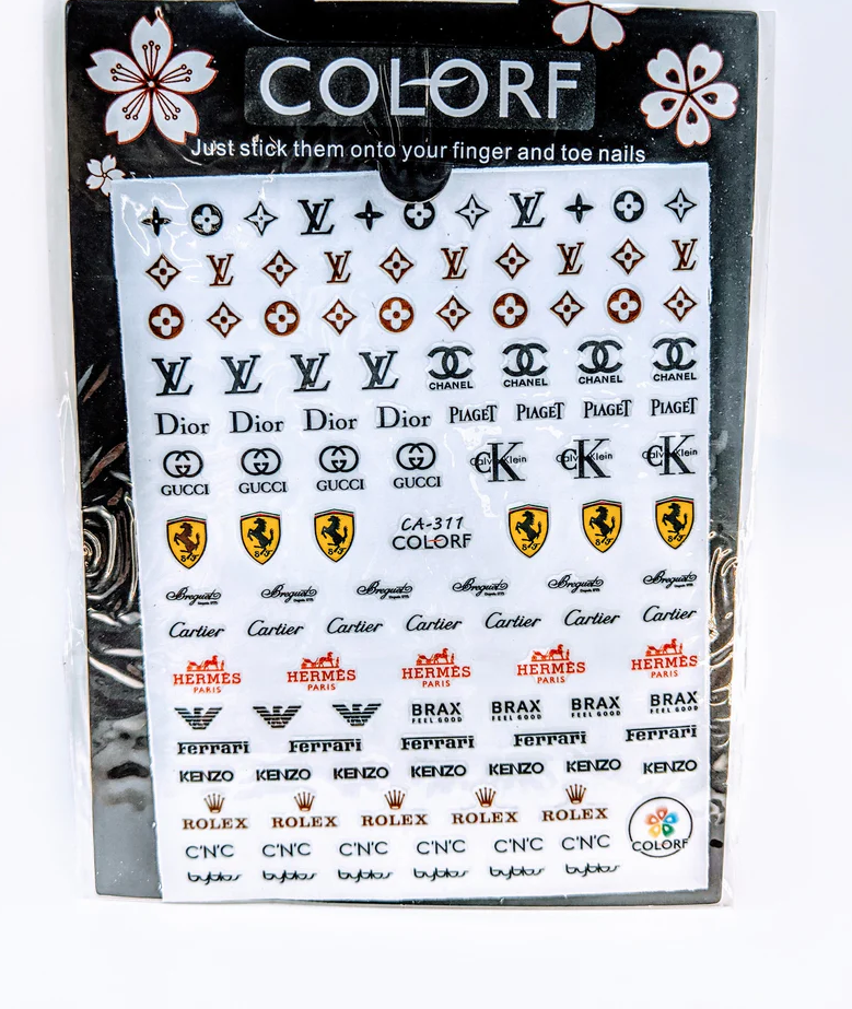 Fashion Design Brand Text Geometric Nail Sticker