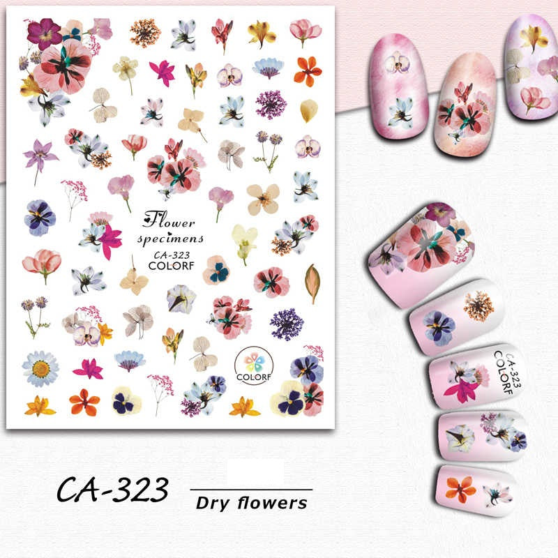 Ink Flower Leaves Leaf Water Color Lady Nail Sticker