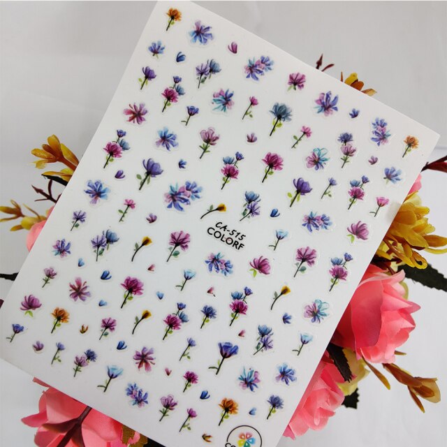 Ink Flower Leaves Leaf Water Color Lady Nail Sticker