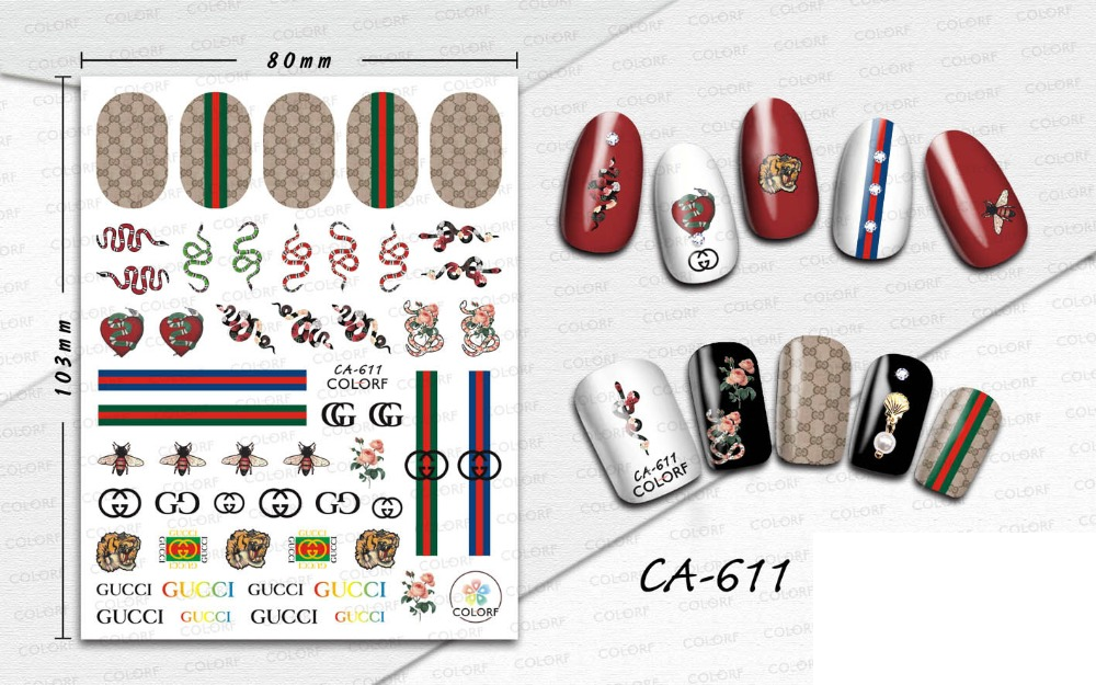 Fashion Design Brand Text Geometric Nail Sticker