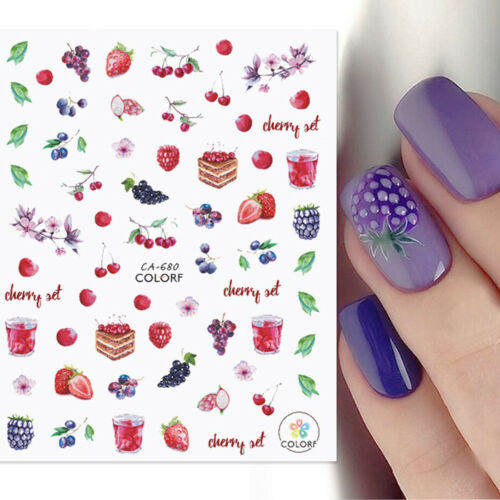 Fruit Grape Berries Drinks Desert Cherries Flower Nail Sticker