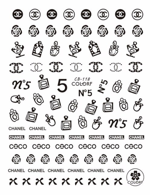 Fashion Design Brand Text Geometric Nail Sticker