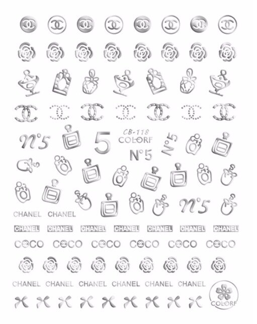 Fashion Design Brand Text Geometric Nail Sticker