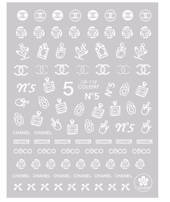 Fashion Design Brand Text Geometric Nail Sticker