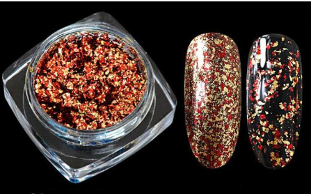 Gold Red Silver Flakes Glitter Chrome