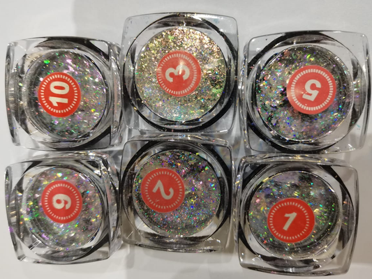 Iridescent Flakes Glitter Chrome Set