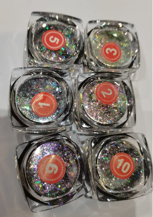 Iridescent Flakes Glitter Chrome Set