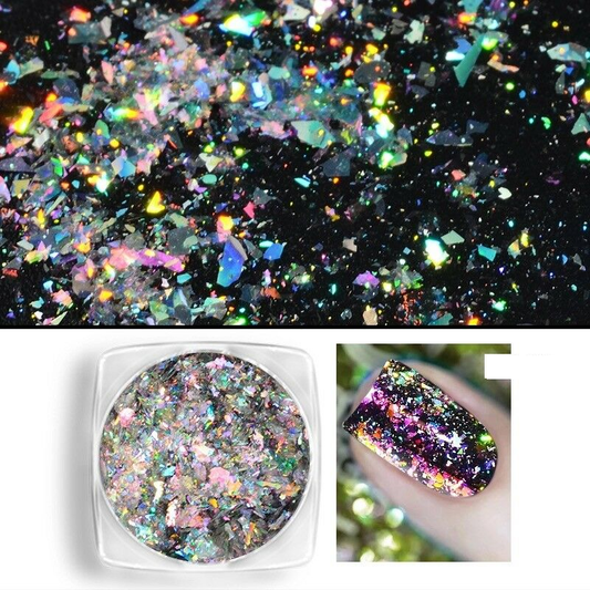 Iridescent Flakes Glitter Chrome