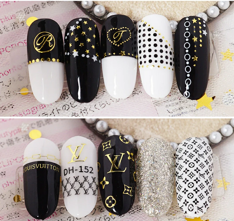 Fashion Design Brand Text Geometric Nail Sticker