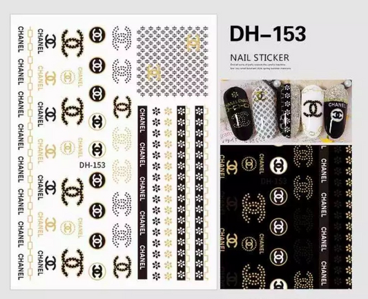 Fashion Design Brand Text Geometric Nail Sticker
