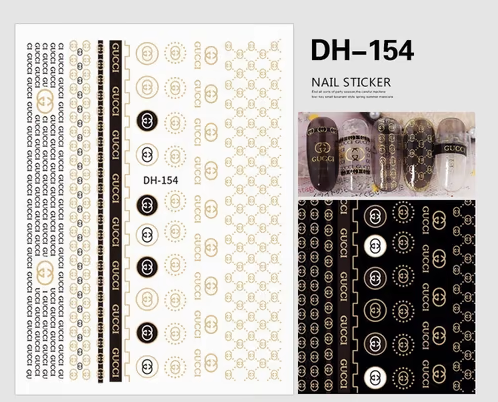Fashion Design Brand Text Geometric Nail Sticker