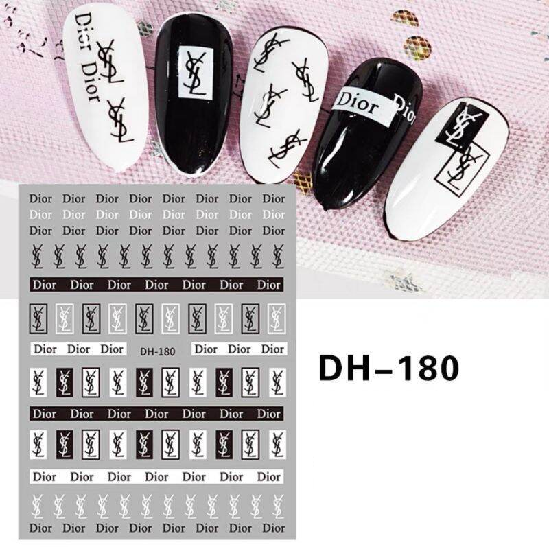 Fashion Design Brand Text Geometric Nail Sticker