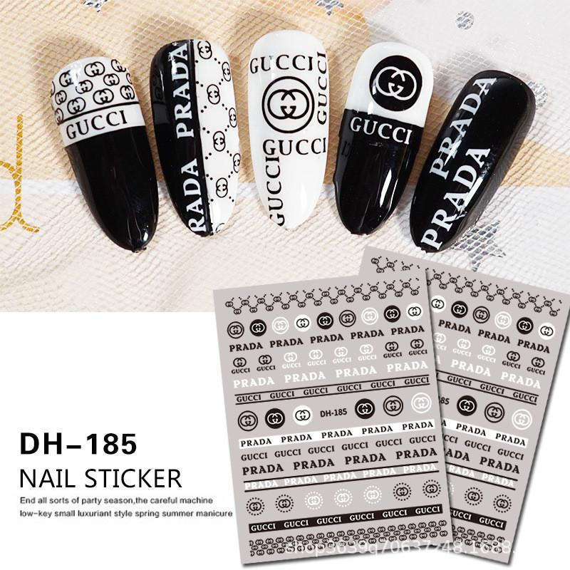 Fashion Design Brand Text Geometric Nail Sticker