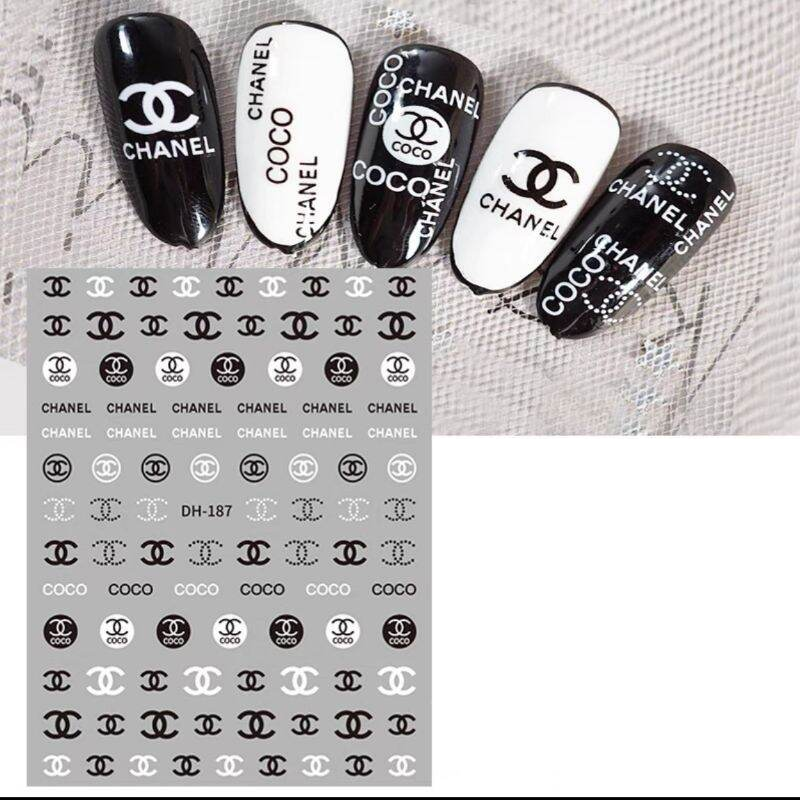 Fashion Design Brand Text Geometric Nail Sticker