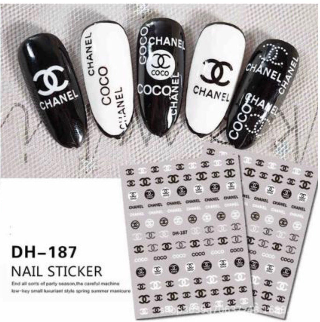 Fashion Design Brand Text Geometric Nail Sticker
