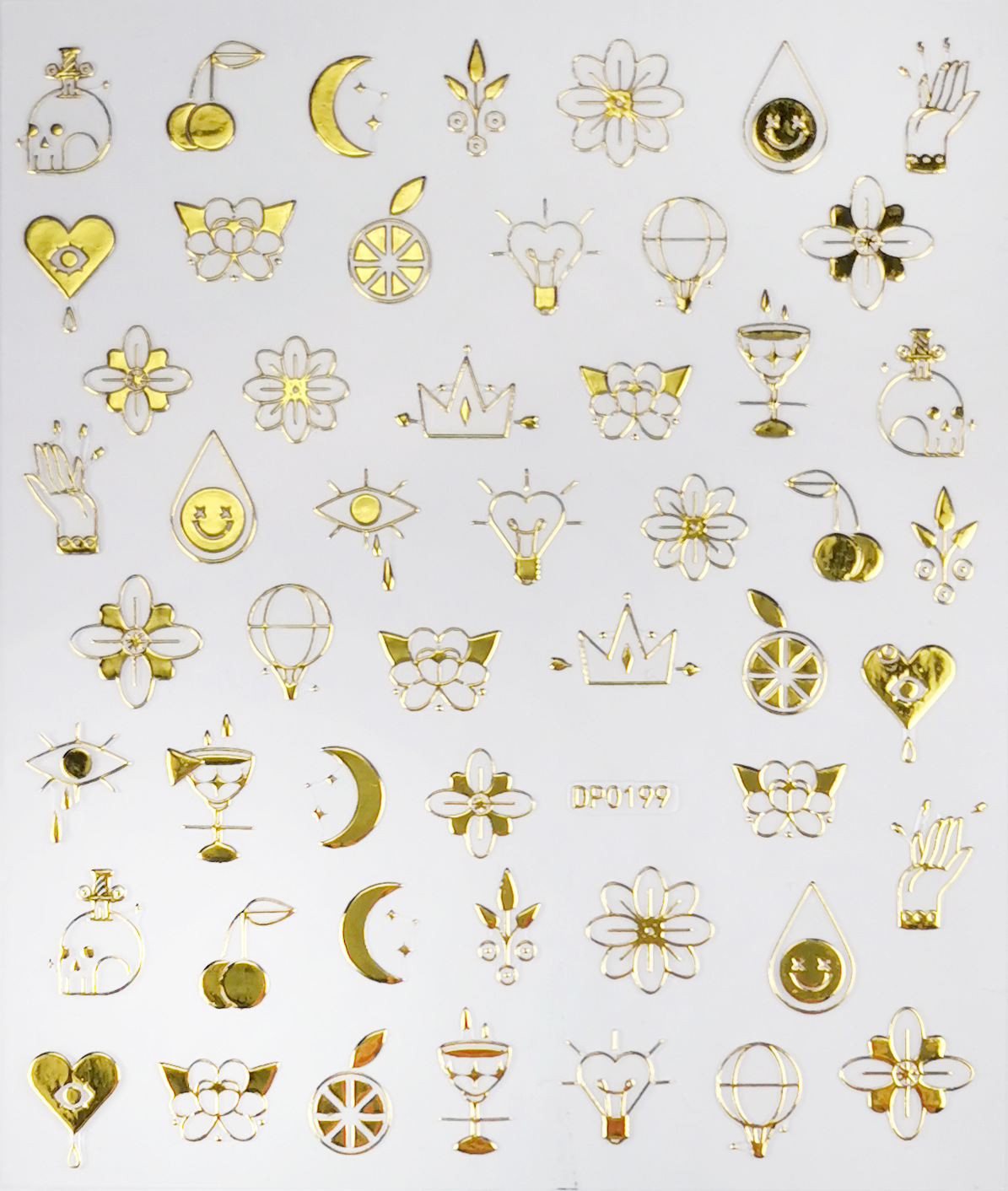 Gold Geometric Abstract Nail Art Sticker