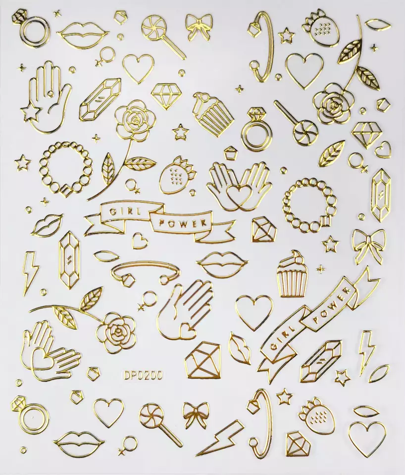 Gold Geometric Abstract Nail Art Sticker