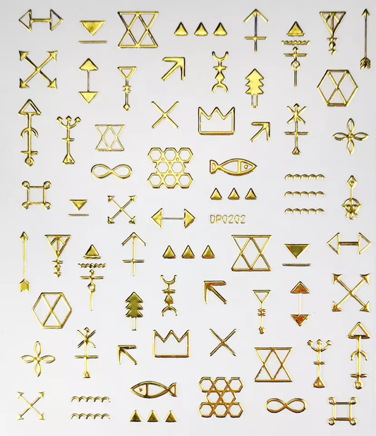 Gold Geometric Abstract Nail Art Sticker