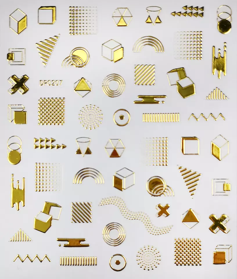 Gold Geometric Abstract Nail Art Sticker