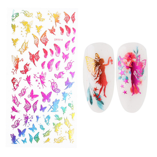 Rainbow Colorful Butterfly Fairy Abstract Nail Art Sticker