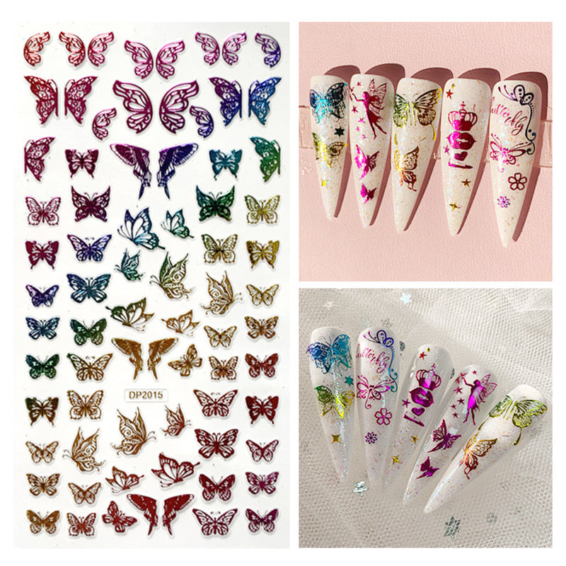 Rainbow Colorful Butterfly Abstract Nail Art Sticker