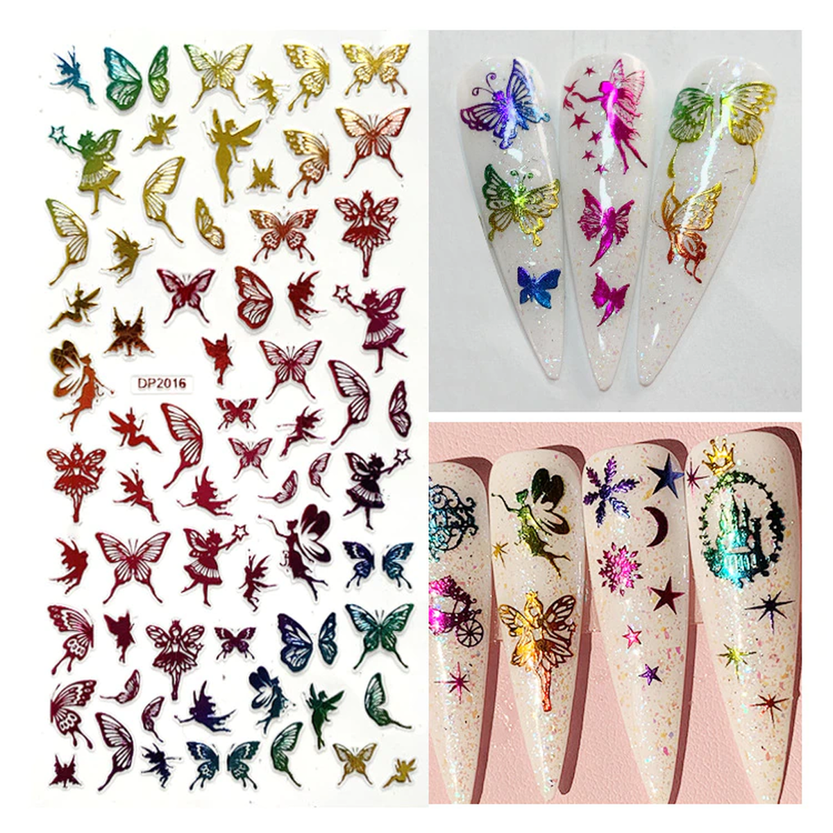 Rainbow Colorful Butterfly Abstract Nail Art Sticker