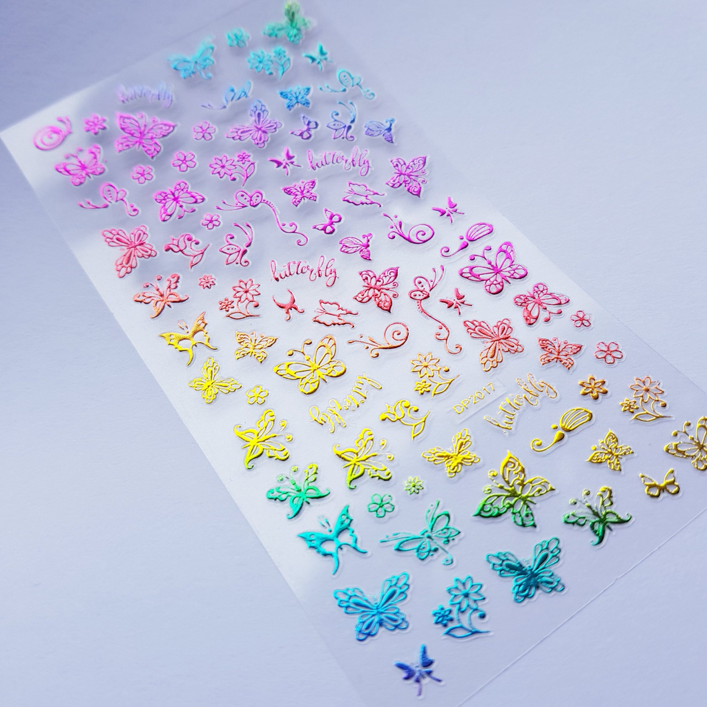 Rainbow Colorful Butterfly Abstract Nail Art Sticker