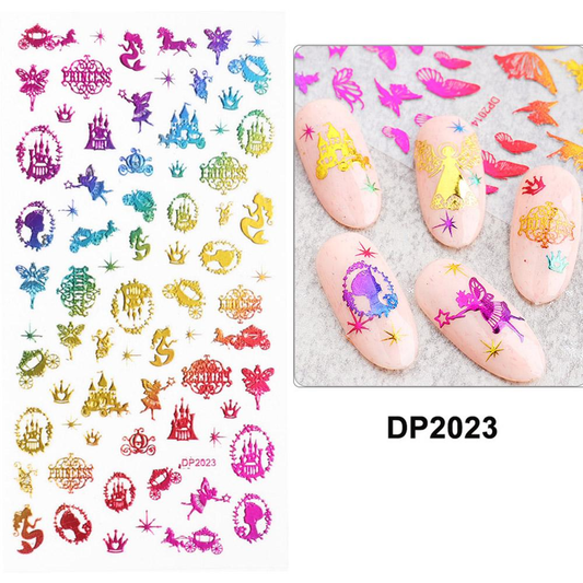 Rainbow Colorful Mermaid Princess Castle Butterfly Abstract Nail Art Sticker