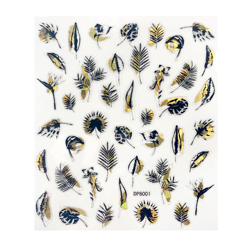 Geometric Leaves Flower Abstract Nail Art Sticker