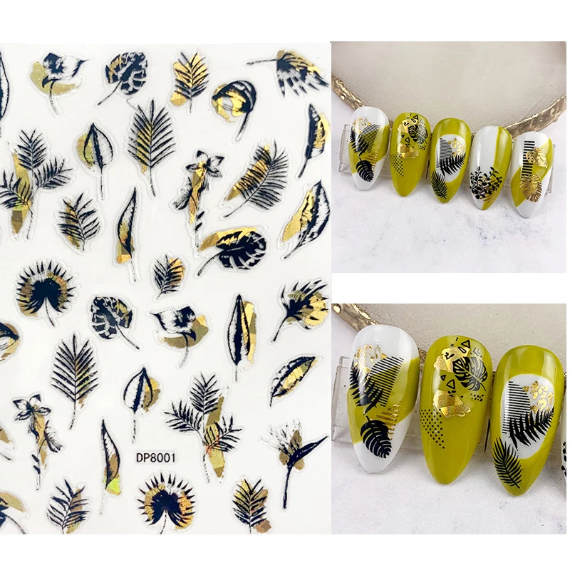 Geometric Leaves Flower Abstract Nail Art Sticker
