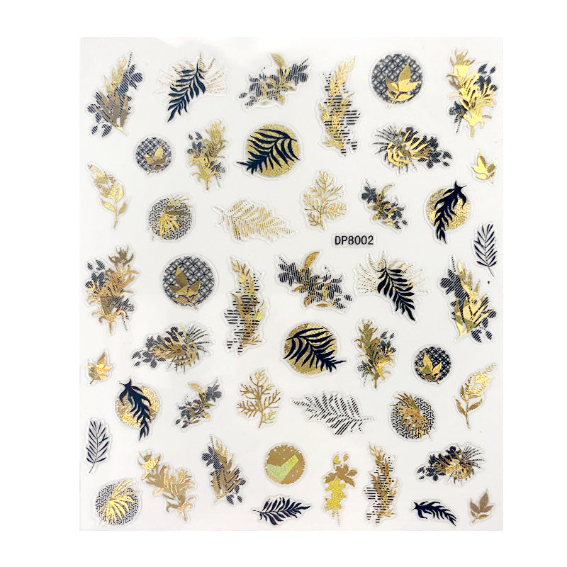 Geometric Leaves Flower Abstract Nail Art Sticker