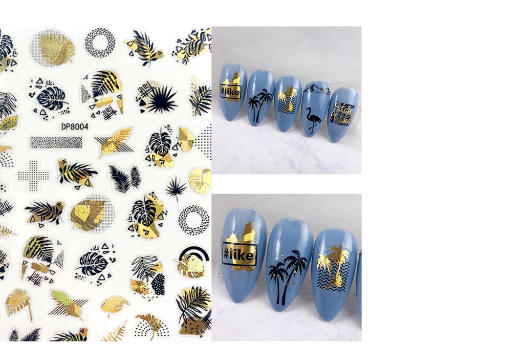 Geometric Leaves Flower Abstract Nail Art Sticker