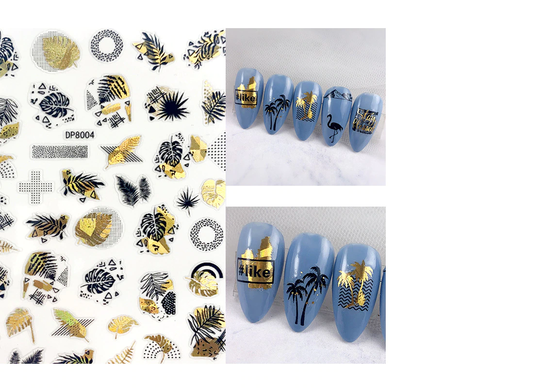 Geometric Leaves Flower Abstract Nail Art Sticker