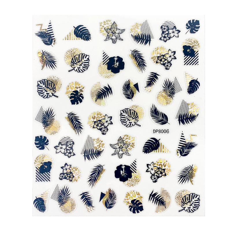 Geometric Leaves Flower Abstract Nail Art Sticker