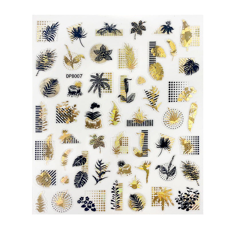 Geometric Leaves Flower Abstract Nail Art Sticker