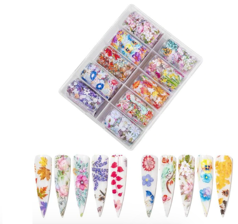Autumn Maple Leaves Flower Nail Art Foil Set Box